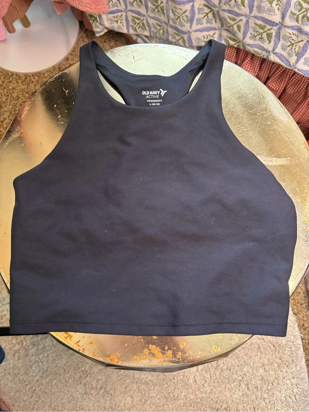 Old Navy Girls Black High Neck Crop Active Tank YL 10-12